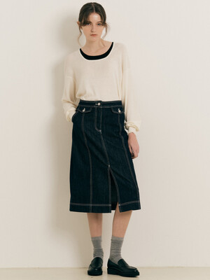 WD_Denim vintage long skirt