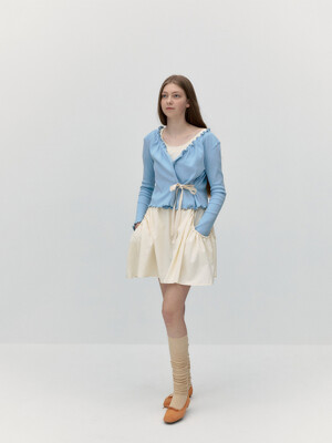 SOFT FRILL WRAP CARDIGAN [SKY BLUE]