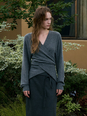 Fox Wrap Cardigan[LMBDAUKN261]-Charcoal