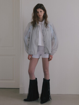 INCISION NYLON BLOUSON JUMPER_LIGHT GREY/BLUE