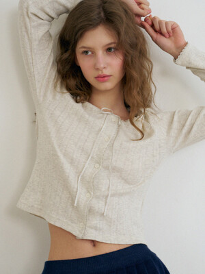 [단독]Lace Button Tee_Oatmeal