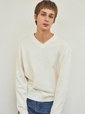 Always Washable V-neck Knit_Ivory(WC25-KN01)