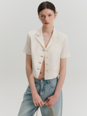 레일라니 싱글 크롭 자켓_아이보리 / LEILANI SINGLE CROP JACKET_IVORY