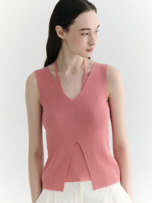 Layered Halter-neck Sleeveless Knit