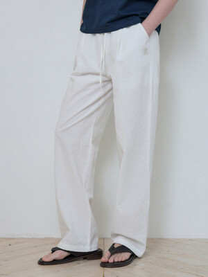 W/Linen Like Symbol Deep One-Tuck Pants_IVORY(W25-PT11)