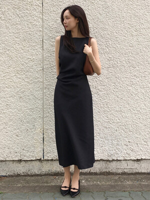 Arma boat neck long dress (2colors)