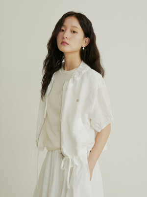 Shirring half windbreaker - white