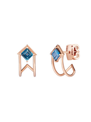 14k gold square london blue topaz earrings ETE-02003