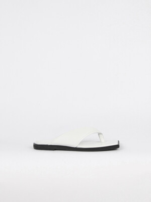 Nadia Flip-Flop Leather Slides White