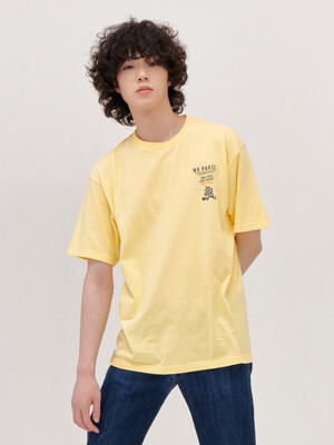컬러 하우스 로고 티셔츠 - 옐로우