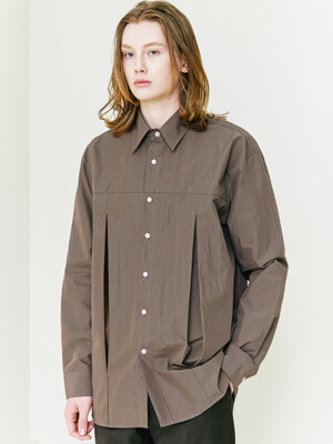 [Compact Cotton] Double Vent Relax Fit Shirt brown