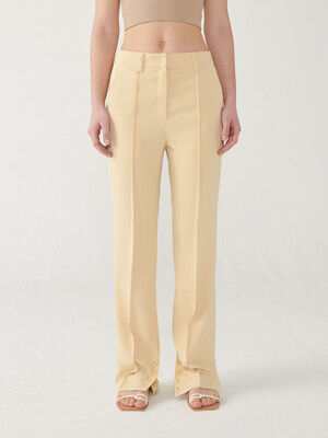 Button slit semi-booty pants - Yellow