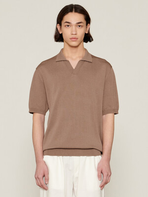 Signature Open Collar Knit [Brown]