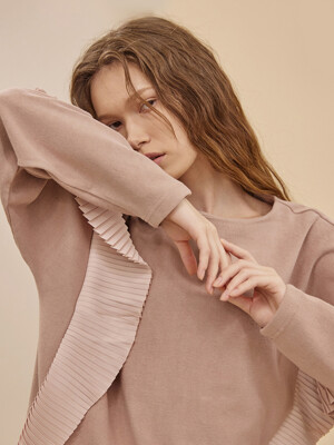 Oversized Fit Pleats Sweater_ROSE PINK