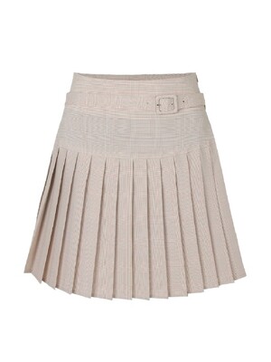 STACEY BELTED PLEATED SKIRT_Beige Pink