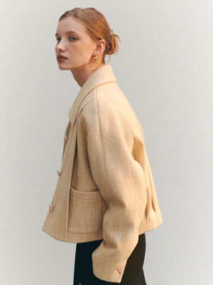 TWEED CROP COLLAR JACKET (butter beige)