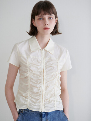 Shirring Hook Blouse  in Cream VW3MB173-9A