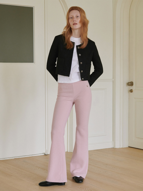 팬츠,팬츠,팬츠 - 고코리 (GOCORI) - BOOTS CUT KNIT PANTS - BABY PINK 부츠컷 팬츠 레깅스 팬츠