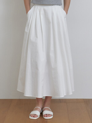 [단독]Letter pleats skirt (white)