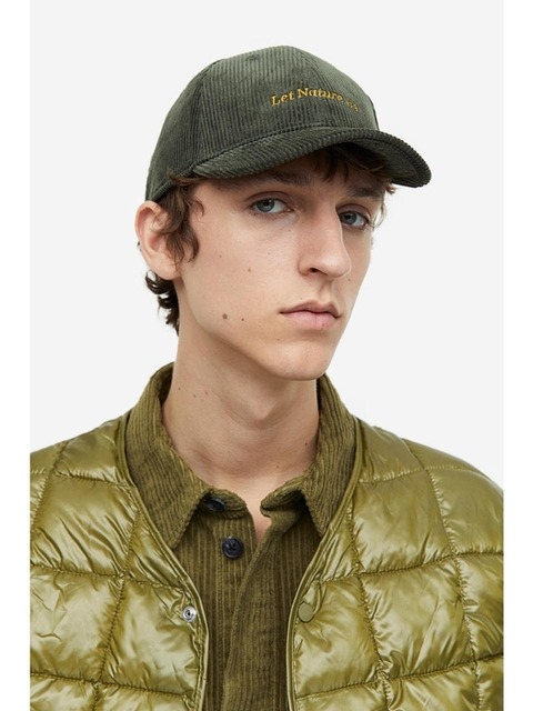 기타가방 - 에이치엔엠 (H&M) - 코듀로이 캡 다크 그린/Let Nature Be 1200026002