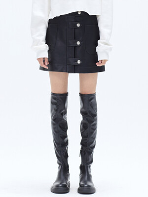 BOLD BUTTON MINI SKIRT_BLACK