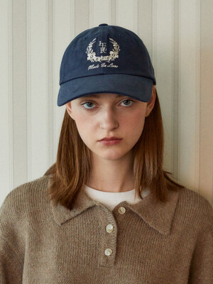 Washed Color Crown Logo Ball Cap_Navy