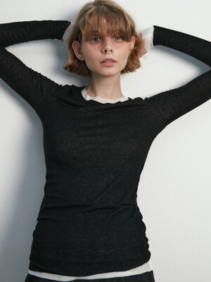 Layered Jersey Top / Black