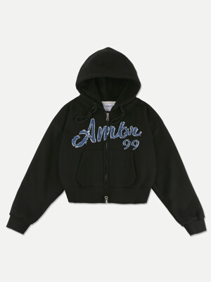 Denim AMBLER Crop Zip up Hoodie jacket AHCZ101 (Black)