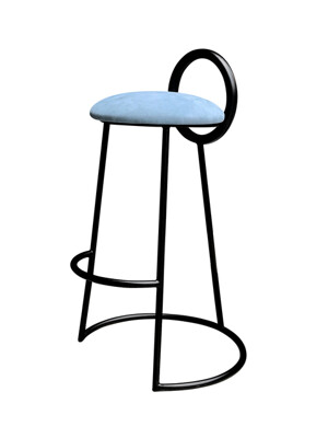 Hoop Bar Stool (matt black frame)_ Sky