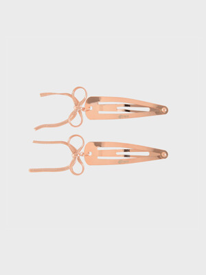 BABY RIBBON HAIR CLIP SET_PINK GOLD (2PCS)