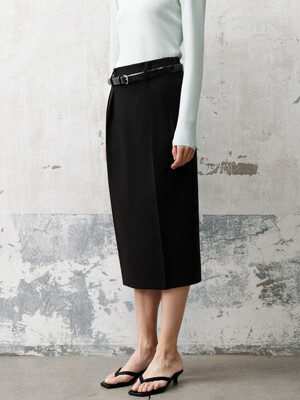 Two Pintuck Skirt_BLACK