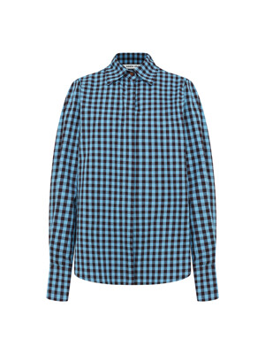 PRE-24FW Check Sleeve Tuck Shirt_BLUE