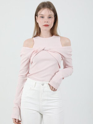 Layered Twist T-shirt Sleeveless Set Pink