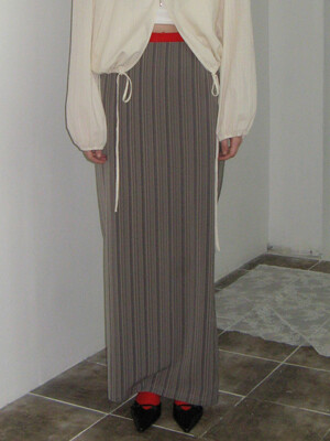 [노아 PICK!][5차 리오더] Maxi Skirt Stripe Beige