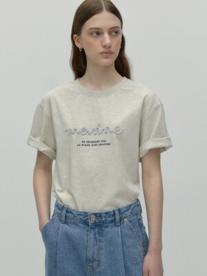 handle embroidery t-shirt - oatmeal