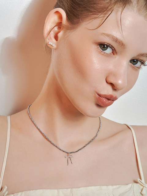 헤이][sv925] flow ribbon necklace