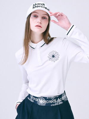 ACTIVE AIR PIQUET T-SHIRT LONG SLEEVE THE FLOWER_IVORY NAVY