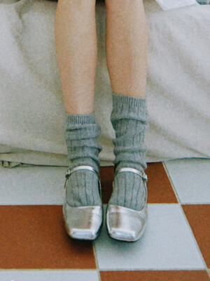 Square-Toe Mary Jane Shoes Silver 스퀘어 토 메리제인 슈즈 실버