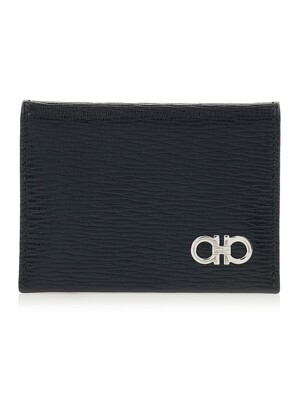 [페라가모] FW24 남성 더블 간치니 반지갑 66 A062 NERO RED 0685948