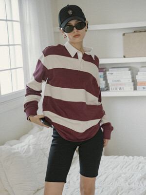 SITP5182 로열 자수 럭비 티셔츠_Burgundy cream
