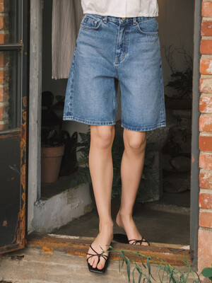 Faye Bermuda Denim Pants_Middle Blue