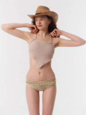 STRAP KNIT TOP (BIKINI)_pongpong beige