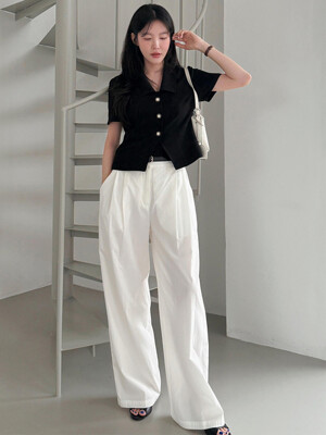 Nylon Two-tuck Wide Trousers_3color