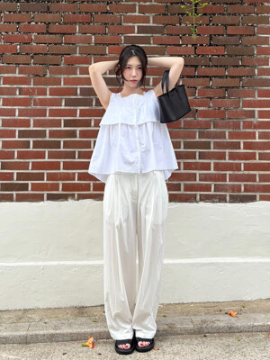 Nylon Two-tuck Wide Trousers_3color