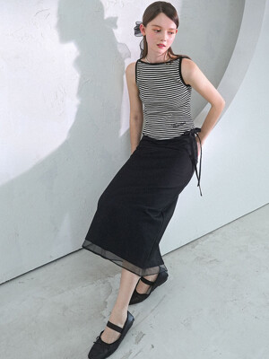 Gaia Oganza Layered Long Skirt BLACK