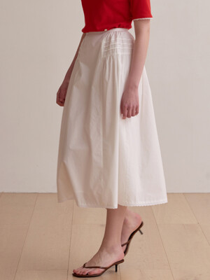 Shirring Flare Skirt - White