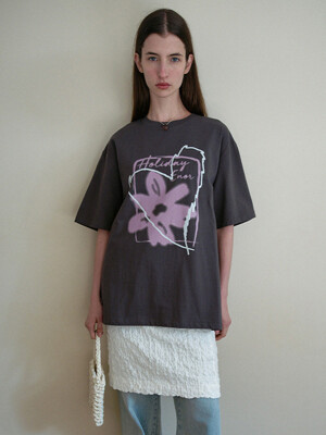 FLOWER GRAPHIC T-SHIRT - DARK GREY