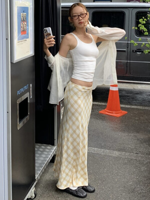 check bias maxi skirt (yellow)