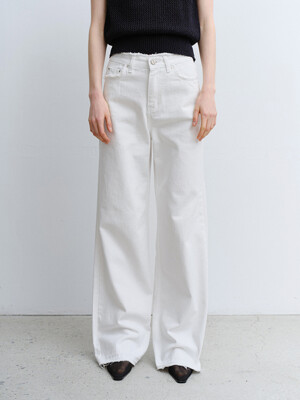 TVR FRINGE LOOSE FIT DENIM_WHITE