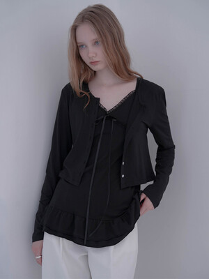See-Through Soft Cardigan [Black]